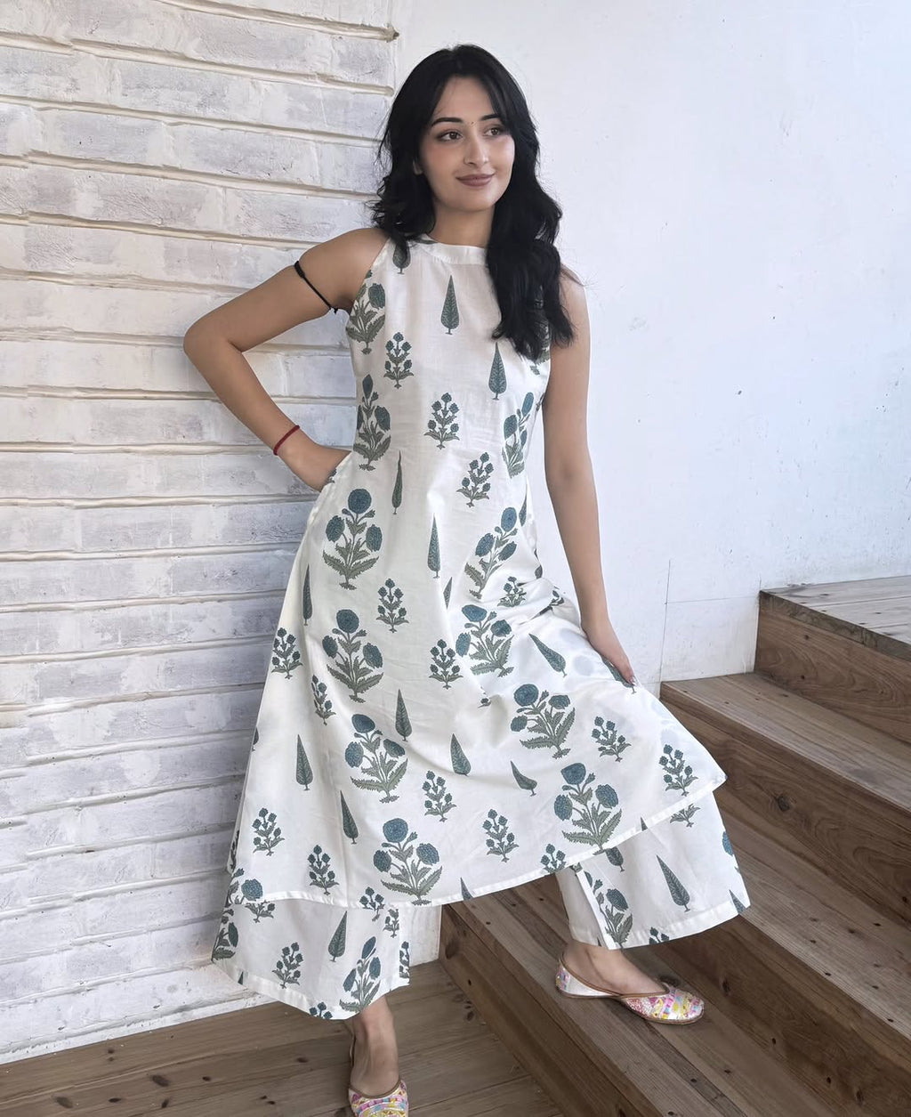 Chic Floral Hand-Block Print Cotton Flex Co-ord Set