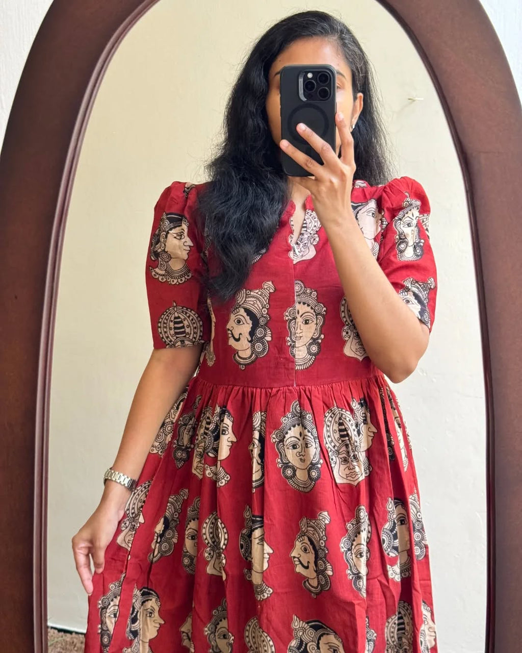 Maroon Premium Cotton Midi Dress 🌟