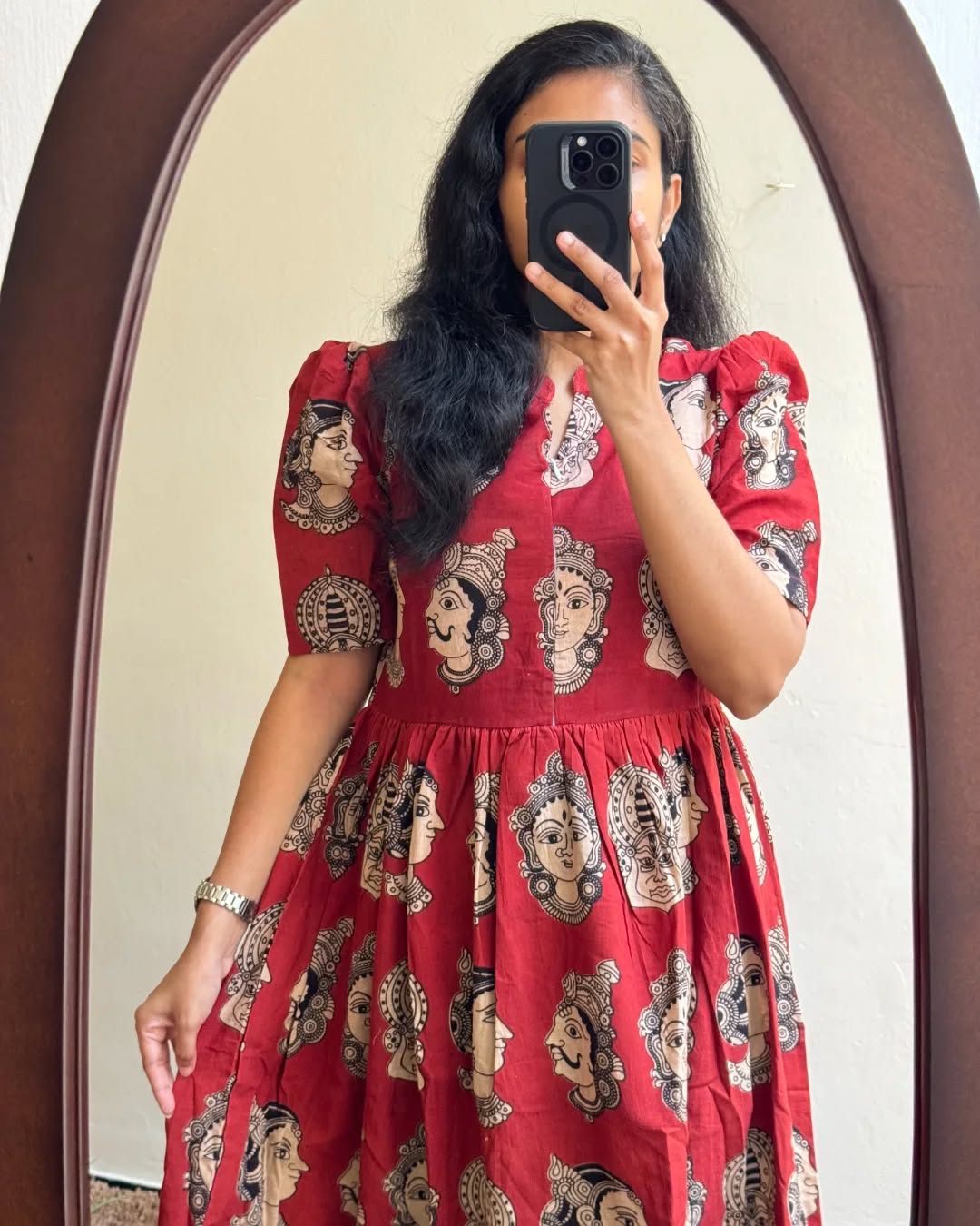 Maroon Premium Cotton Midi Dress 🌟