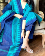 Premium Teal Blue Cotton Kurta Pant Dupatta Set for Women | Elegant Ethnic Wear Co-ord Set