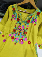 Elegant Green Floral Embroidered Co-ord Set