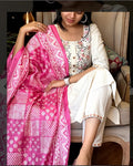Embroidered Khadi Cotton Kurta Set