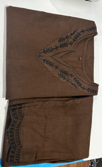 Premium Khadi Silk Kalamkari Printed Dress Material for Women | Embroidered Kurta with Dupatta Set