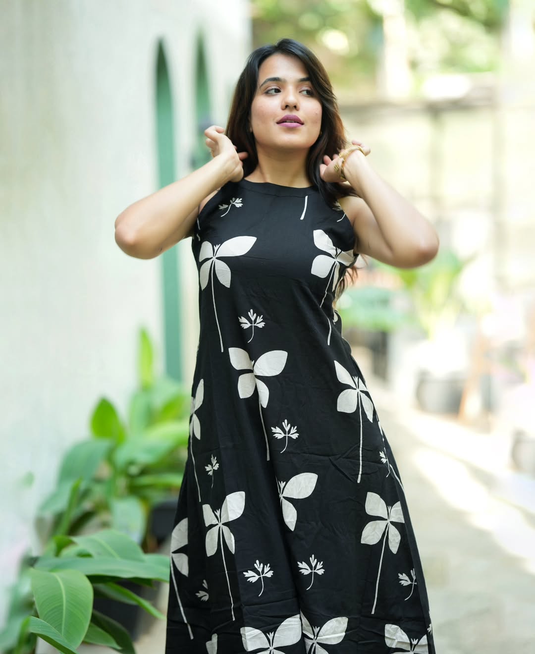 Women’s Black Floral Printed Co-Ord Set | Elegant Casual Ethnic Wear