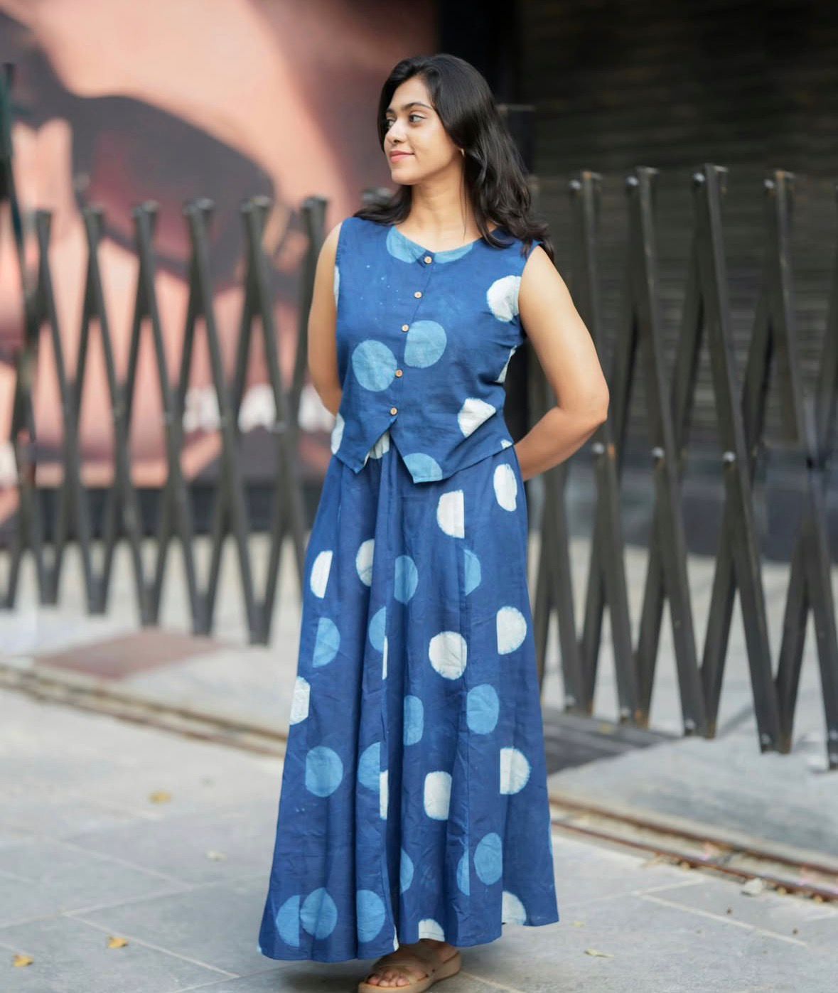 Indigo Women's Premium Cotton Sleeveless Top and Skirt Set