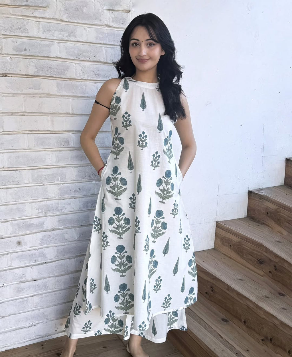 Chic Floral Hand-Block Print Cotton Flex Co-ord Set