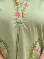 Premium Green 💚 Floral Embroidered Cotton Kurti for Women | Elegant Ethnic Daily Wear