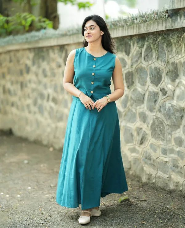 Women’s Teal Blue Sleeveless Co-Ord Set with Flared Palazzo | Summer Wear