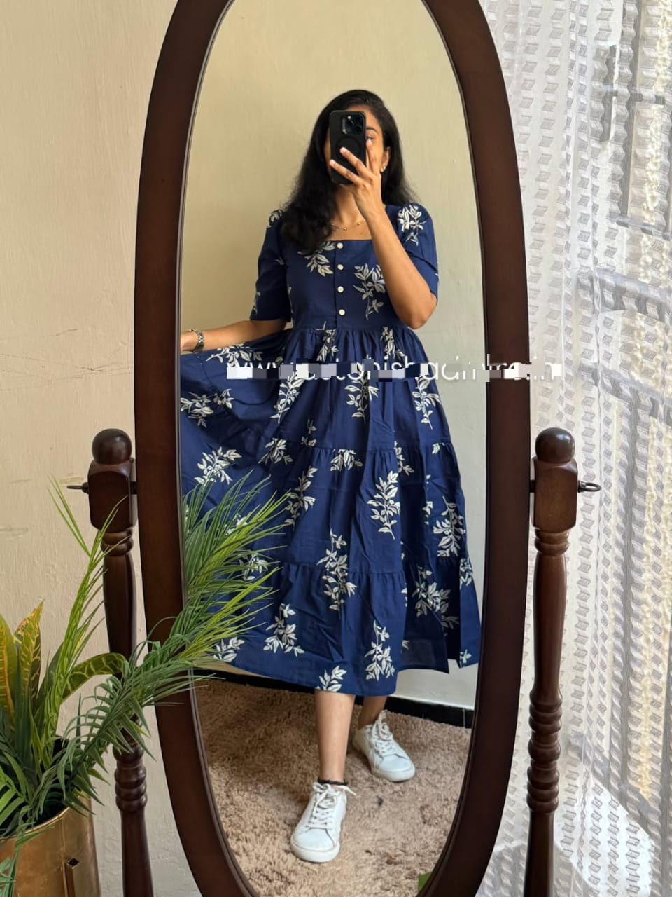 Deak Blue Premium Cotton Midi Dress 🌟