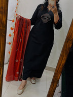 Premium black Pure Fine Cotton Kurti Set 💖