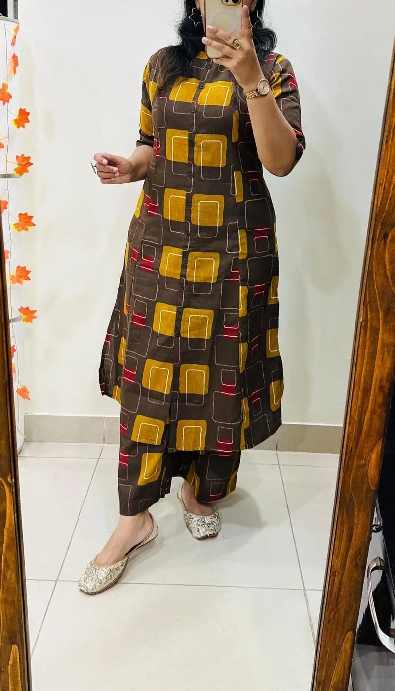 Premium Floral Fine Cotton Kurti Palazzo Co-ord Set ✨