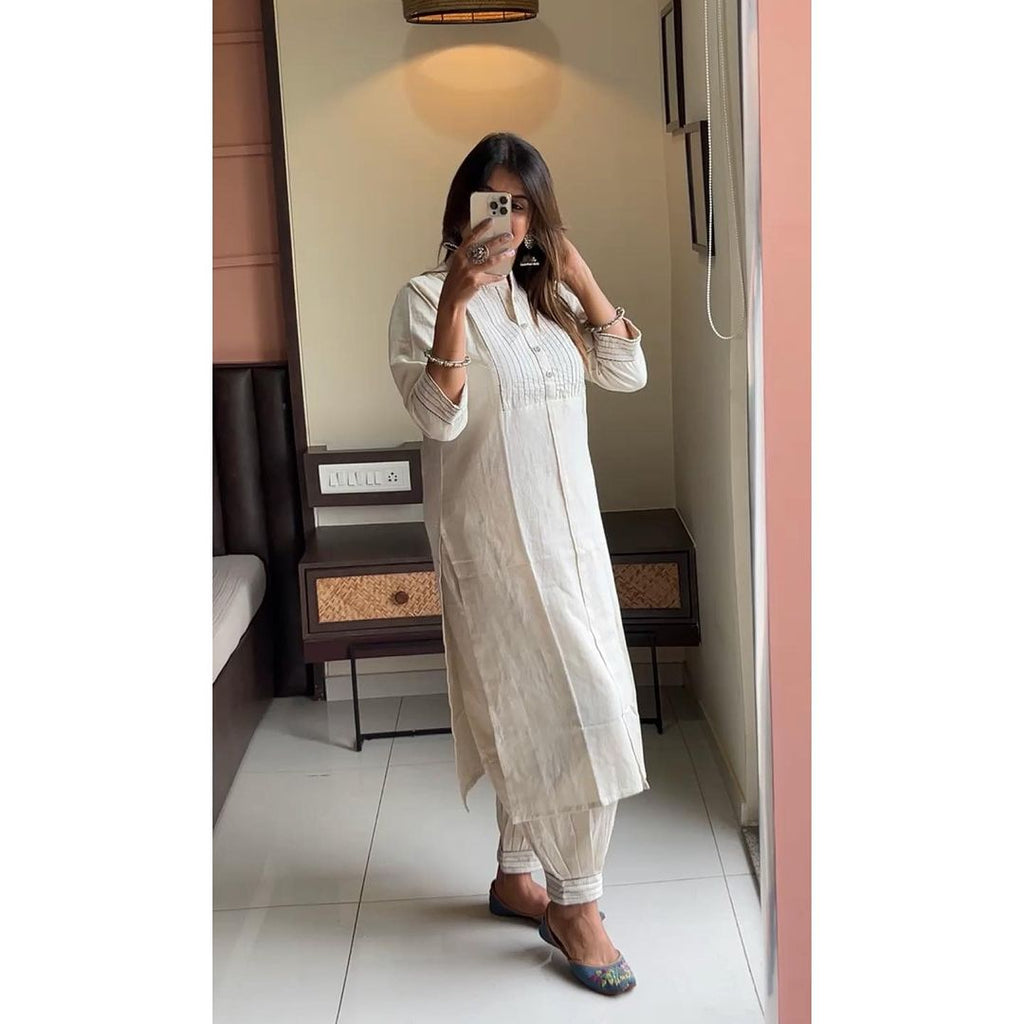 Handloom Khadi Kantha Kurta Set 🖤