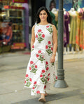 Premium Red Floral Cotton Flex Kurti Palazzo Set