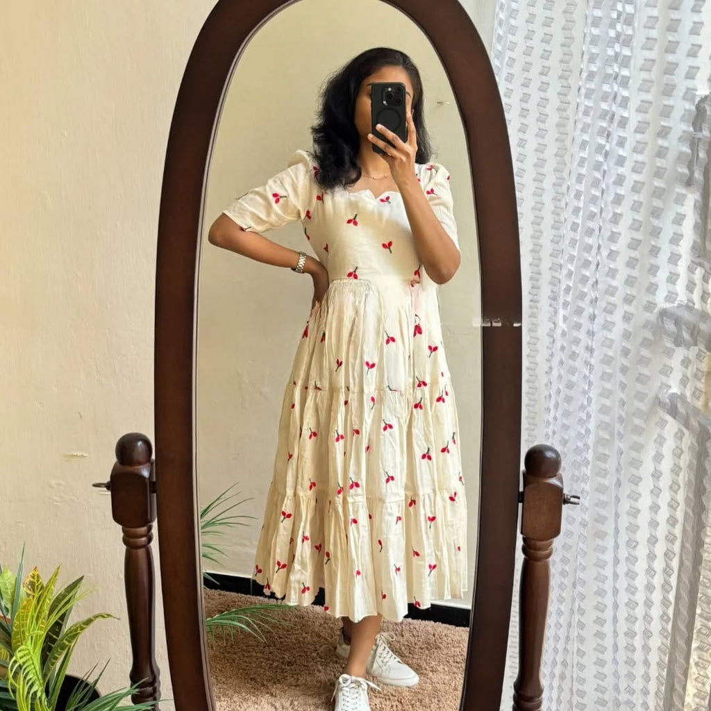 Cream Premium Cotton Midi Dress 🌟
