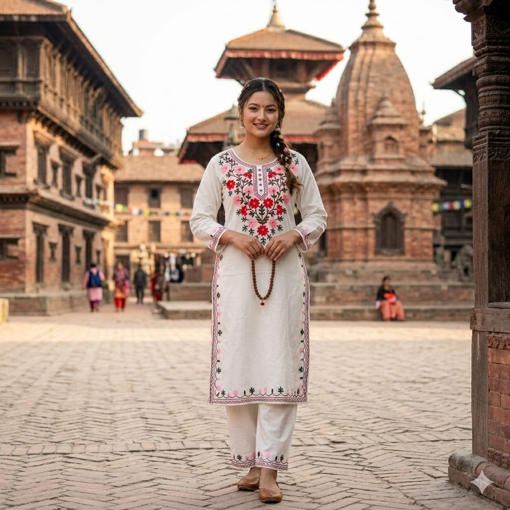 ✨ Elegant Embroidered Cotton Kurta Pant Set for Women | Heavy Aari Work Ethnic Wear ✨
