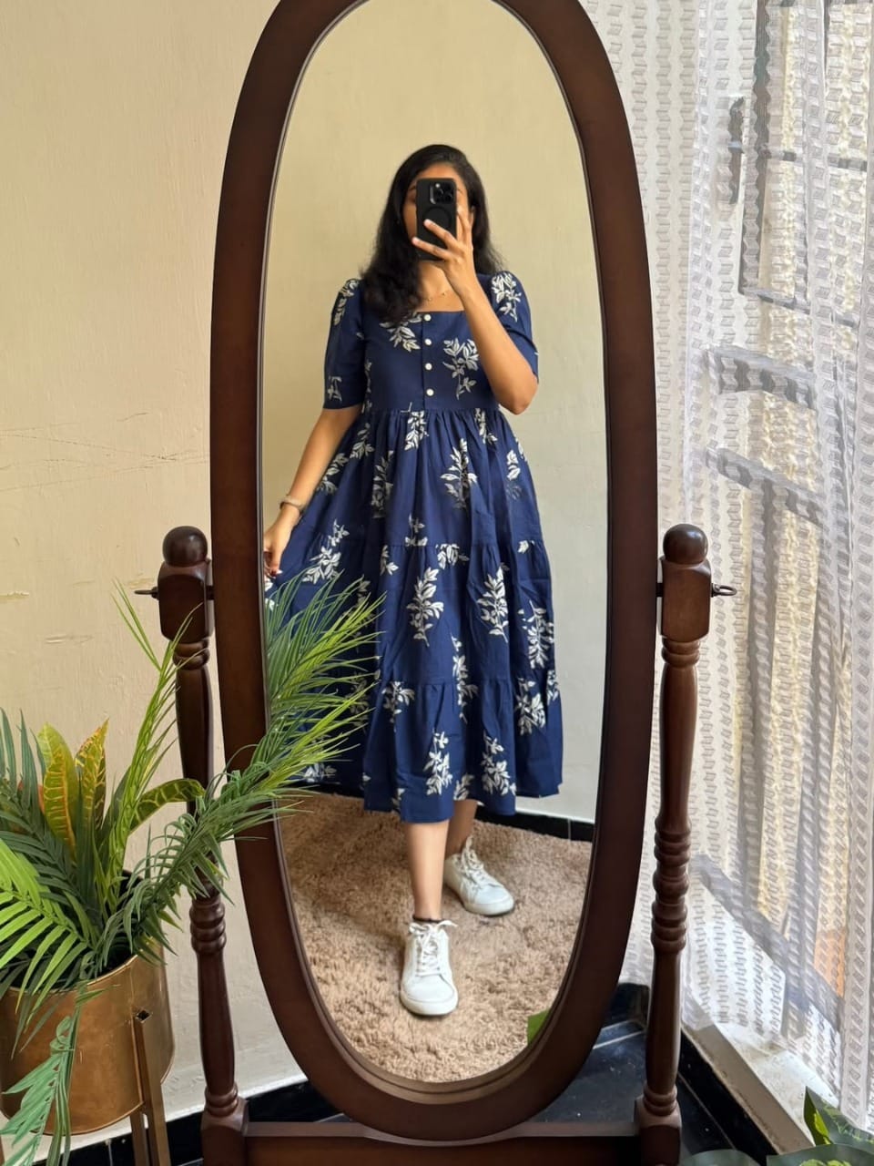 Deak Blue Premium Cotton Midi Dress 🌟
