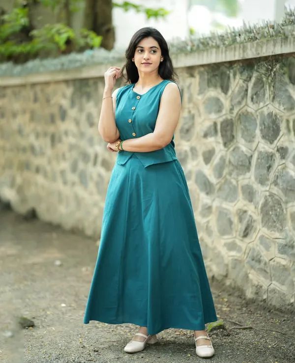 Women’s Teal Blue Sleeveless Co-Ord Set with Flared Palazzo | Summer Wear